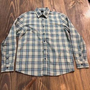 OAKLEY Mens Medium Long Sleeve Green Gray Plaid Button Shirt Custom Fit